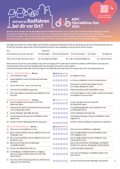ADFC Fahrradklima-Test 2024 - Fragebogen